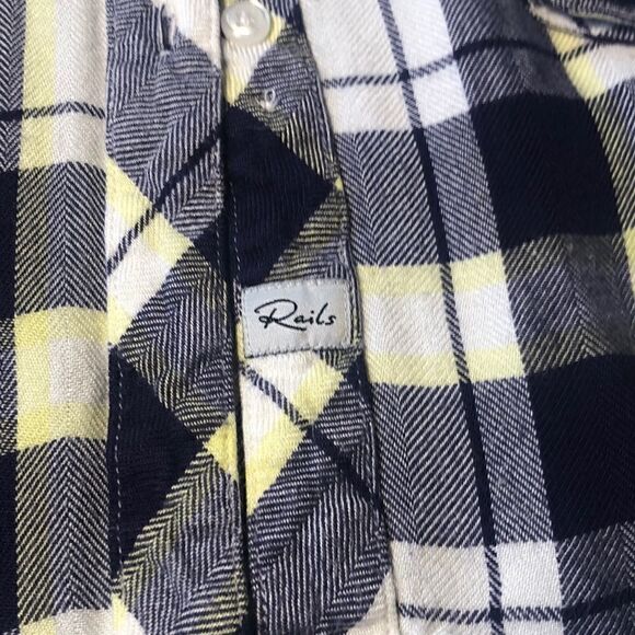 Rails Really Soft Hunter Flannel Shirt Perfectly Positioned Pocket Blue Yellow - Picture 7 of 17